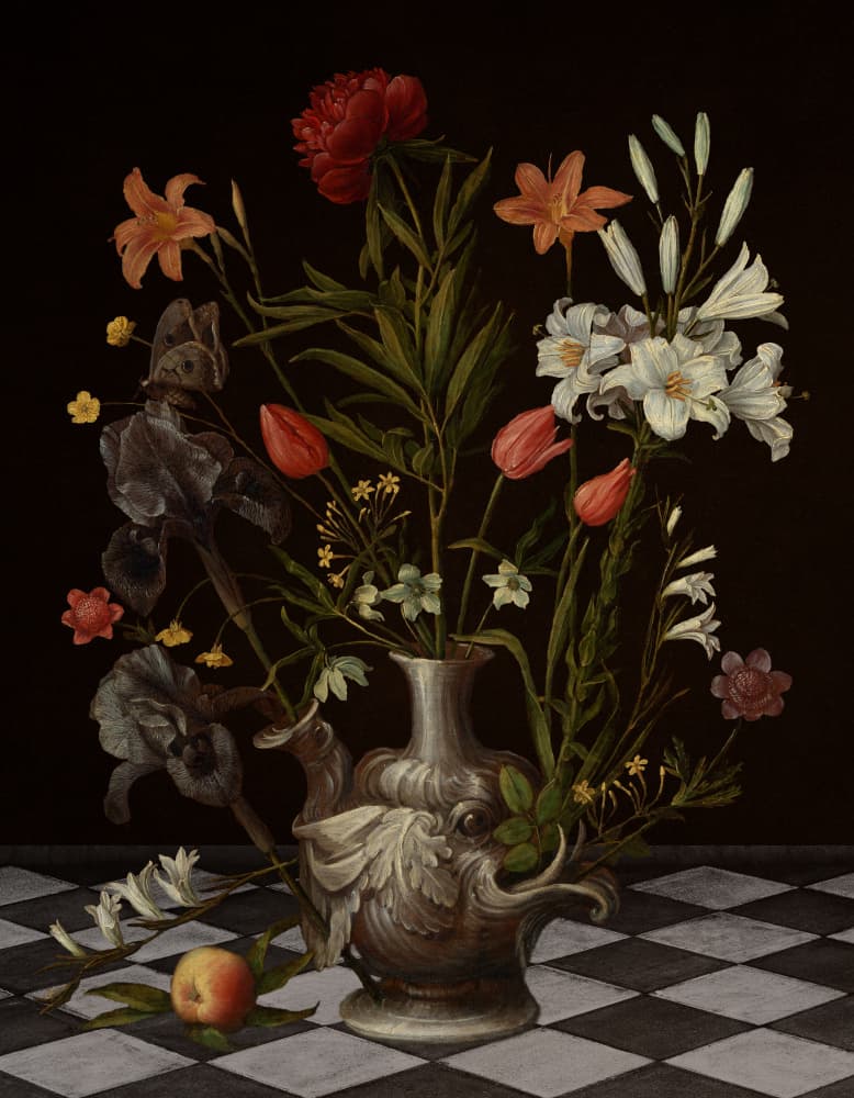 Dark Floral Still Life by Marja van den Hurk — canvas wall art