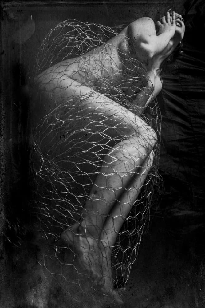 Caged Woman Black White by Bogdan Bouşcă — canvas wall art