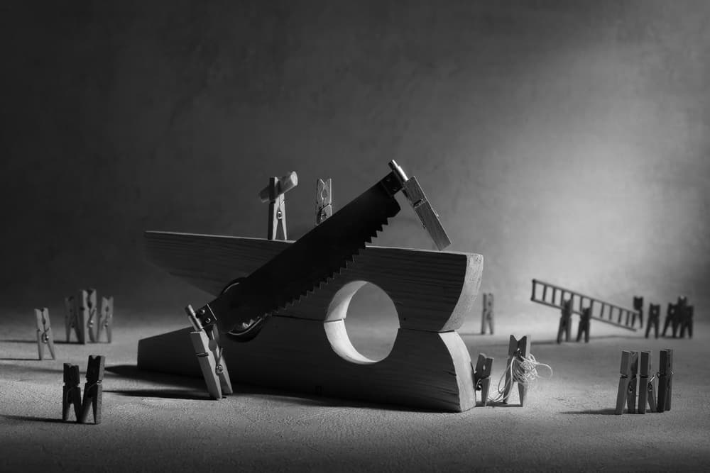 Clothespin Construction by Victoria Glinka — canvas wall art