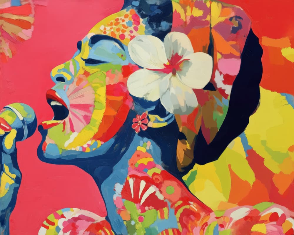 Vibrant Singer Portrait by CATS AND DOTZ — canvas wall art