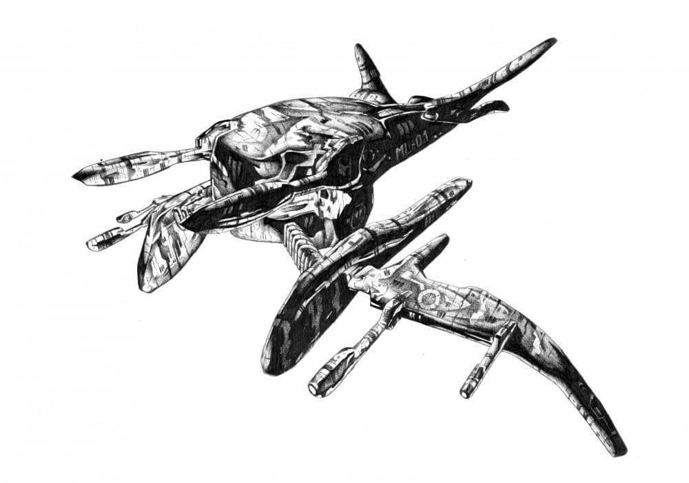 Intricate Sci-Fi Spaceship by Kulik — canvas wall art