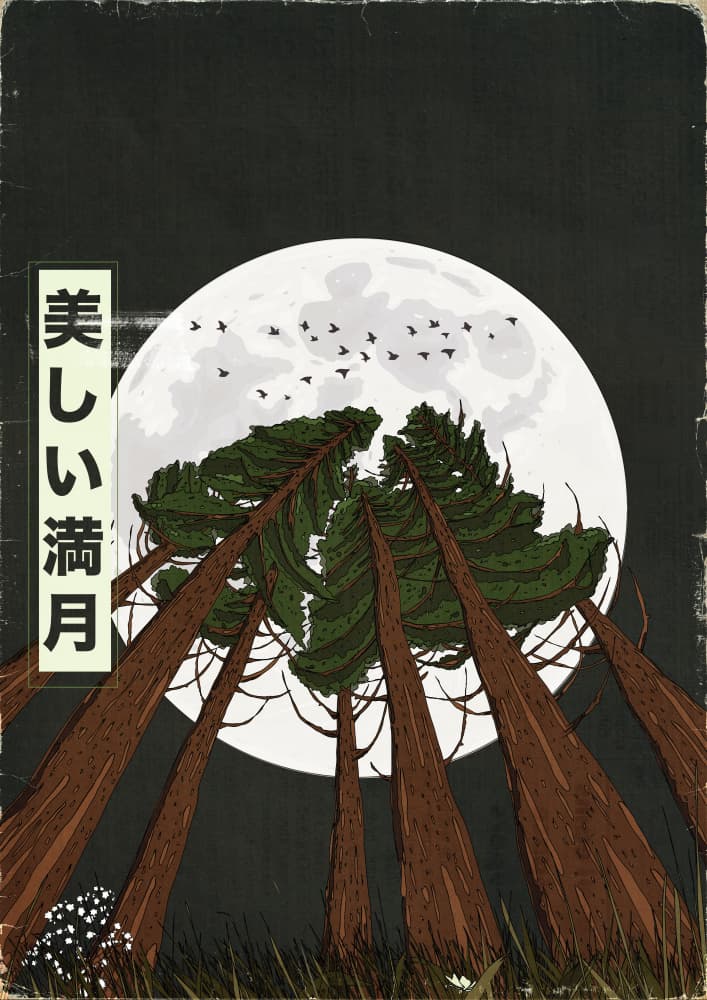 Trees Under Full Moon by Nicholas — canvas wall art