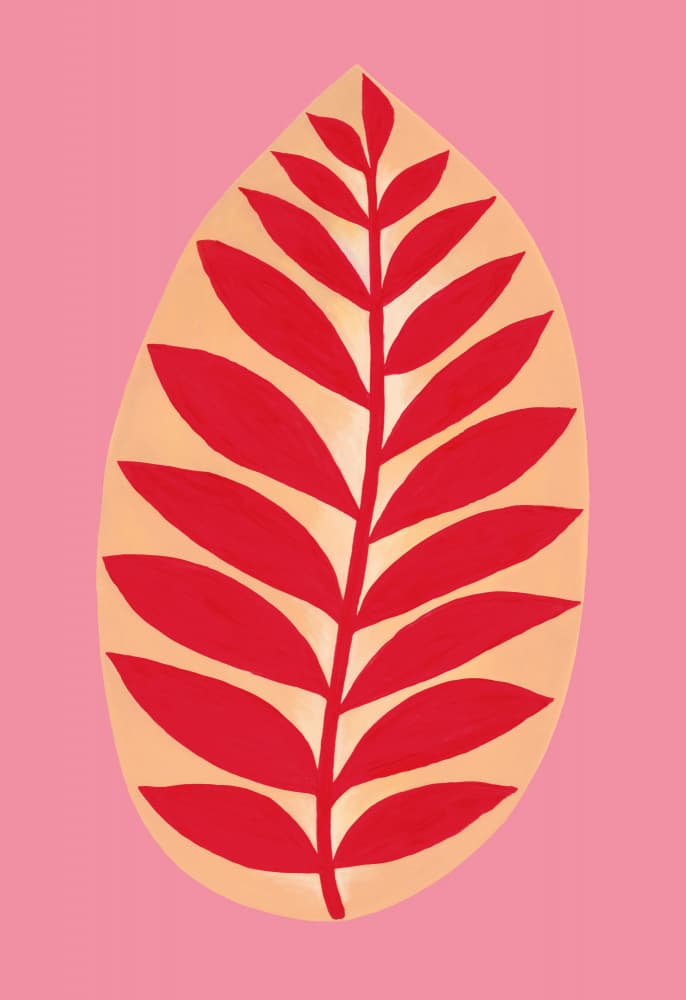 Red Leaf Botanical by Rosana Laiz Blursbyai — canvas wall art