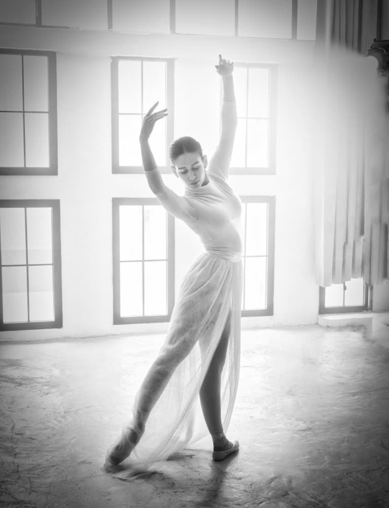 Graceful Ballerina In Light by Offer Ellbogen — canvas wall art