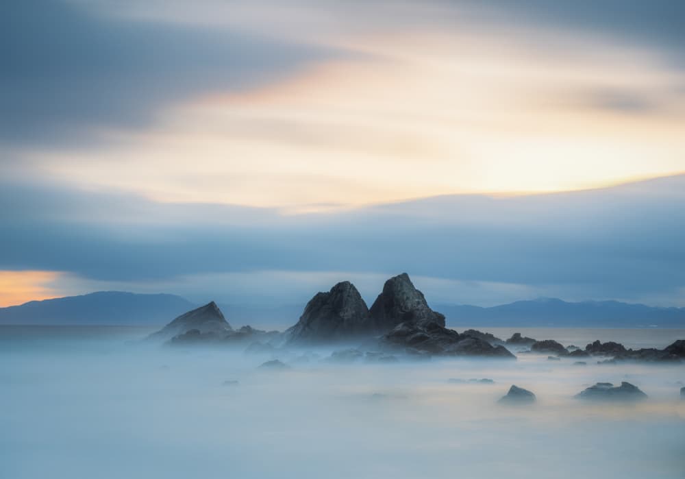 Misty Ocean Rocks by Takafumi Yamashita — canvas wall art