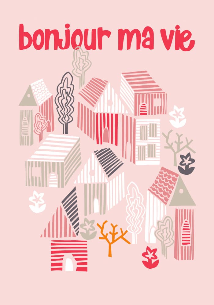 Bonjour Ma Vie Village by Annick — canvas wall art
