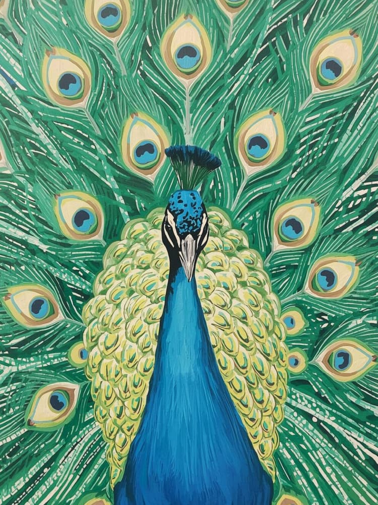 Majestic Peacock Display by Ohkimiko — canvas wall art