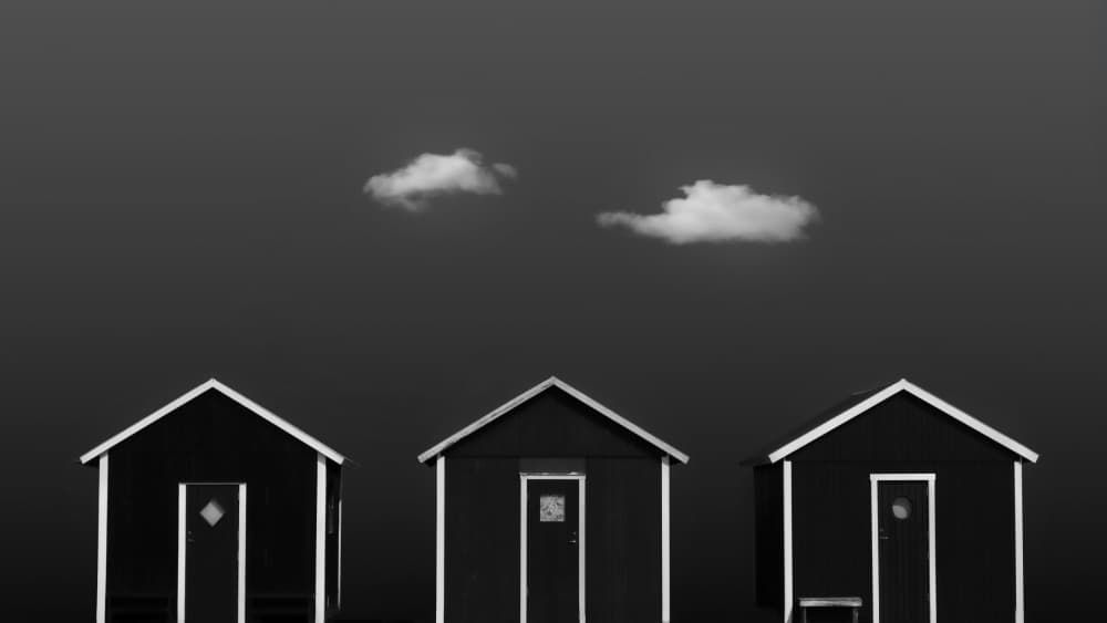 Minimalist Beach Huts by Rolf Endermann — canvas wall art