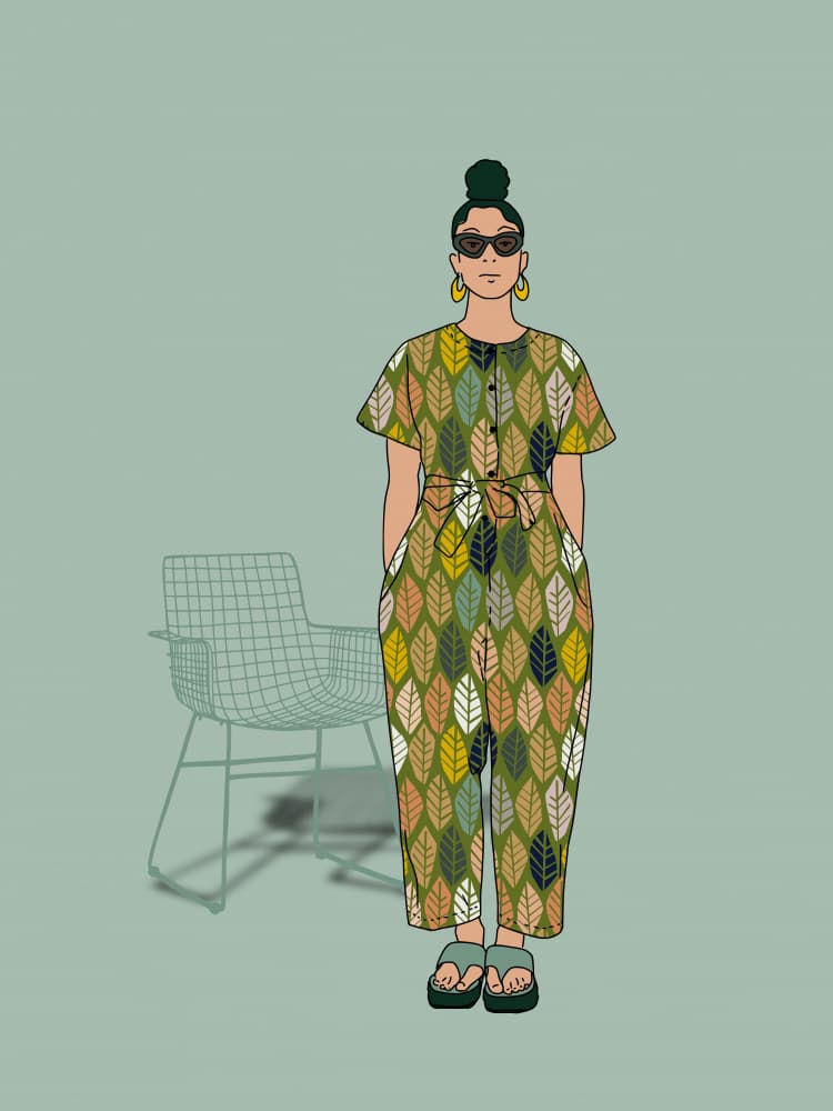 Chic Leafy Jumpsuit by Annick — canvas wall art