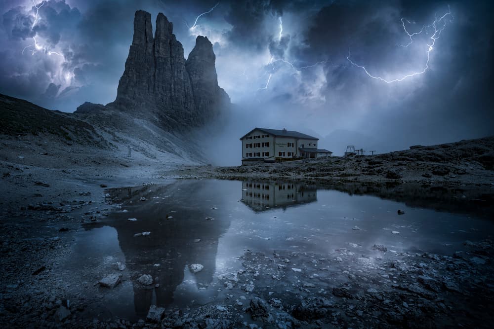 Mountain Lodge Thunderstorm by Alberto Ghizzi Panizza — canvas wall art