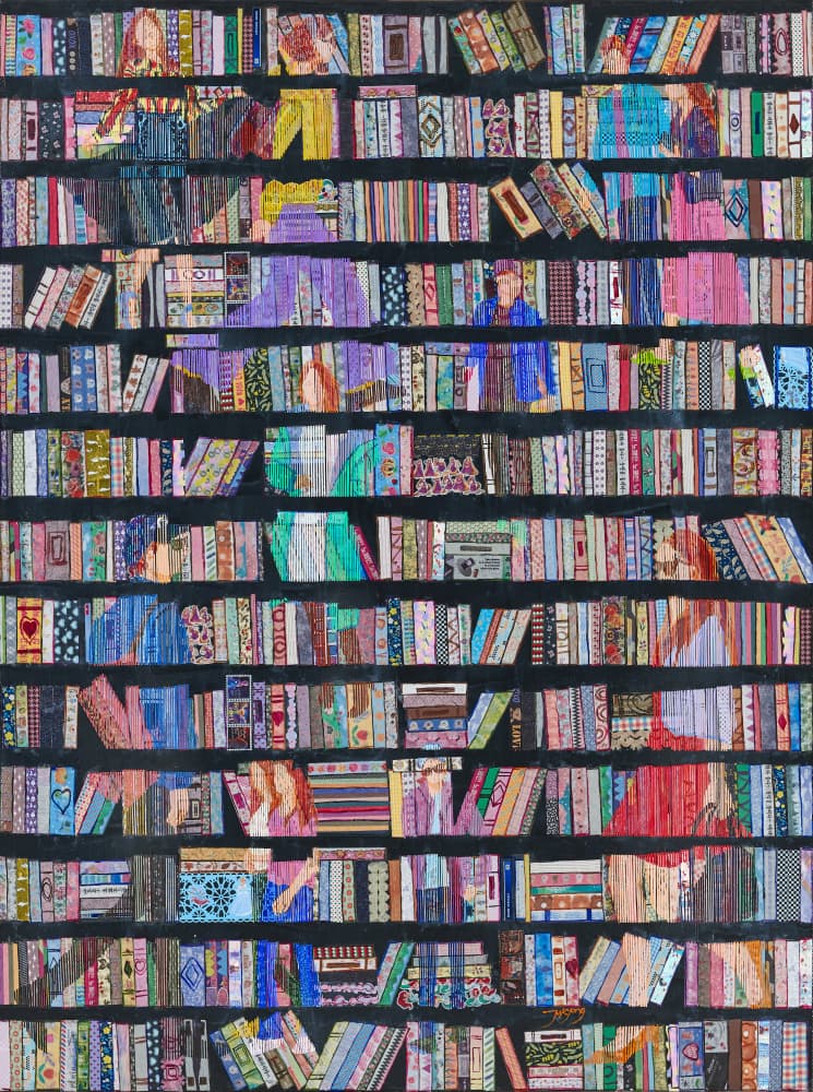 Vibrant Book People by Jukyong Park — canvas wall art