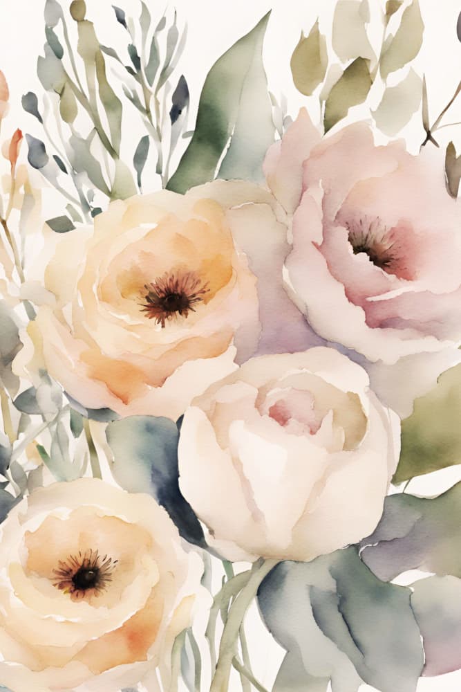 Soft Pastel Blooms by Ohkimiko — canvas wall art