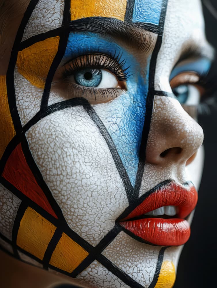 Geometric Face Art by Bilge Paksoylu — canvas wall art