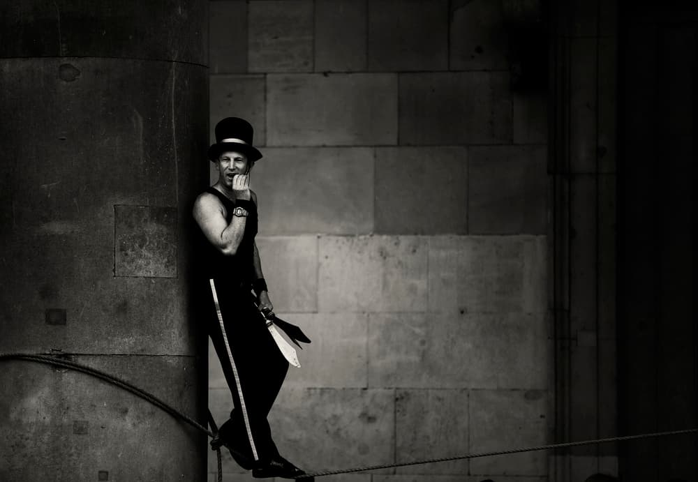 Elegant Street Performer by Julien Oncete — canvas wall art