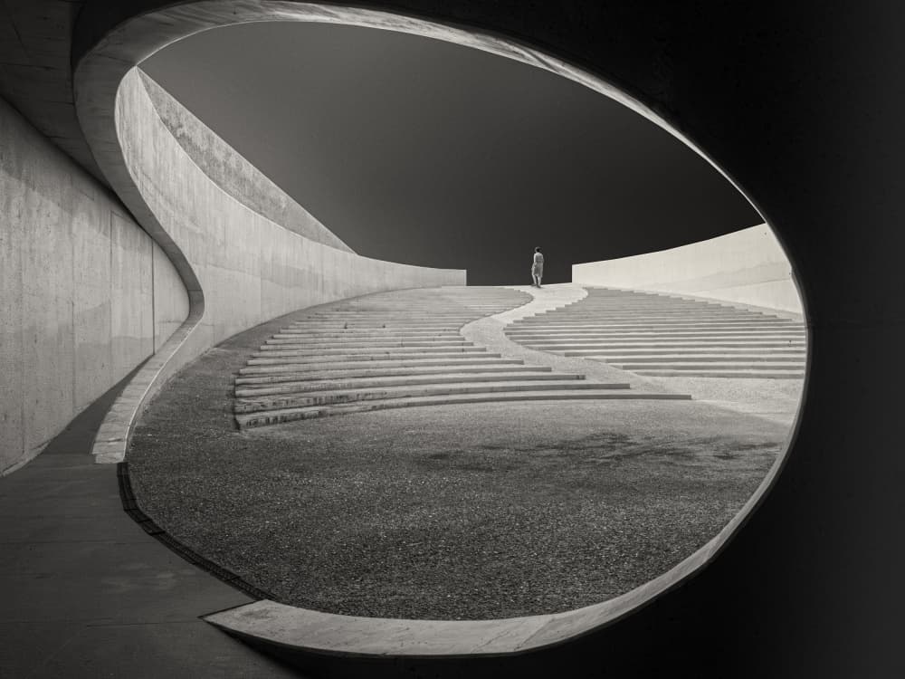 Curved Architectural Steps by Luc Vangindertael (laGrange) — canvas wall art