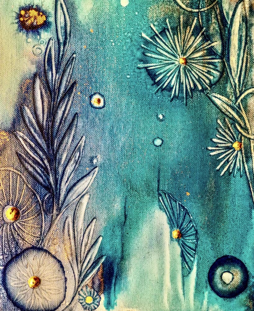 Teal Ocean Garden by Amy Tieman — canvas wall art