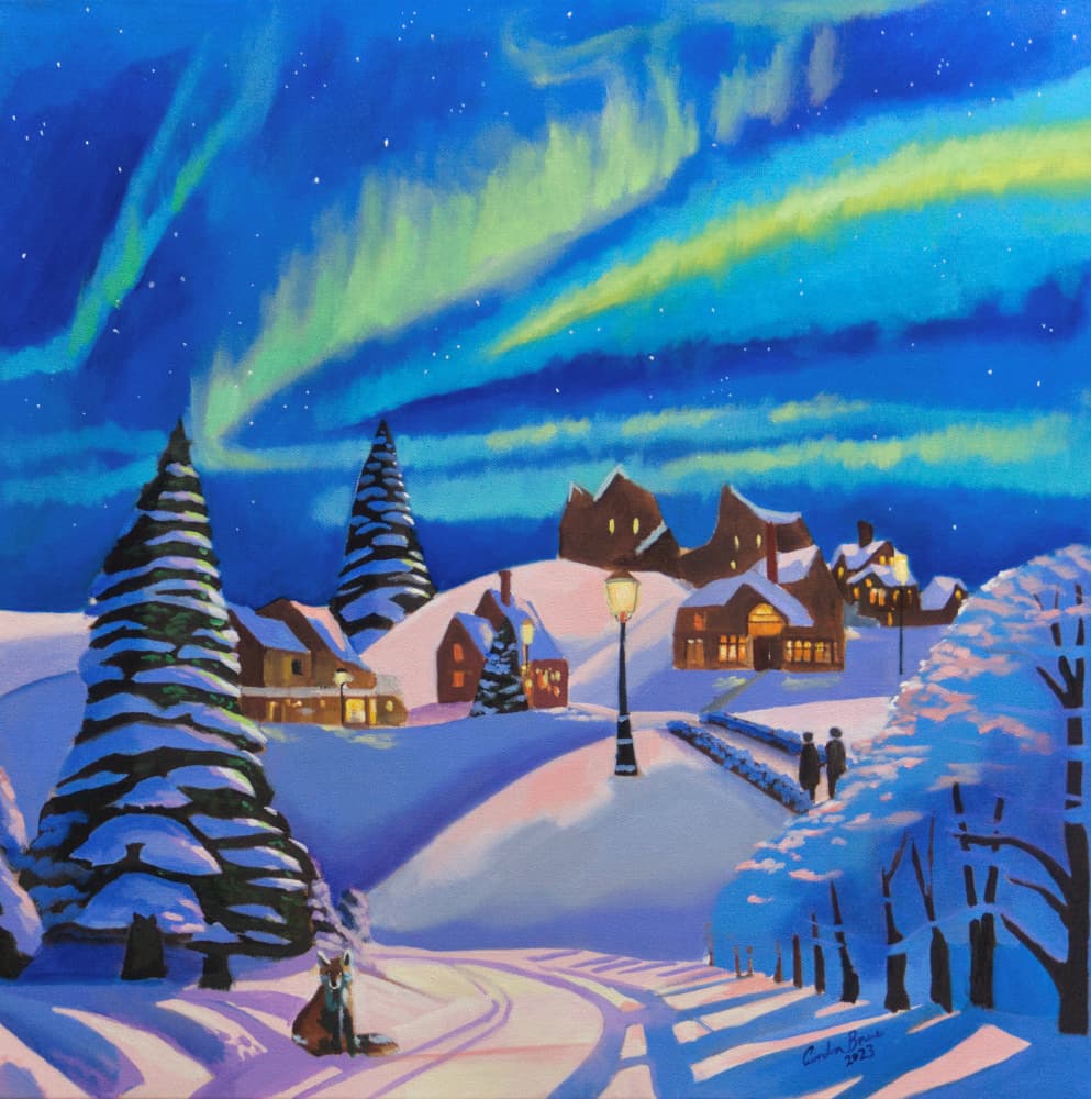Northern Lights Village by Gordon Bruce — canvas wall art