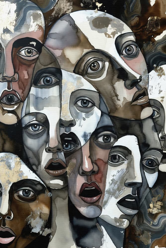 Abstract Human Faces by Miguel Bruzual — canvas wall art