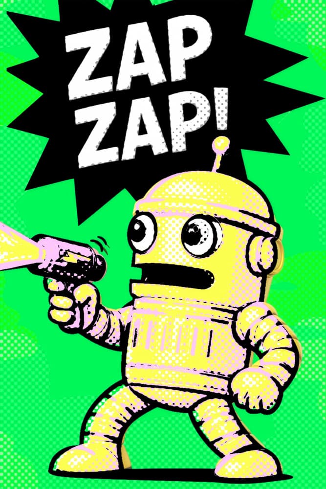 Comic Robot Zap Zap by ERM — canvas wall art