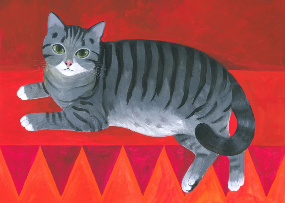 Striped Feline Rest by Isabelle Brent — canvas wall art