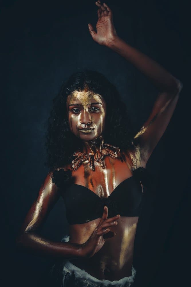 Golden Dancer Portrait by Prithul Das — canvas wall art