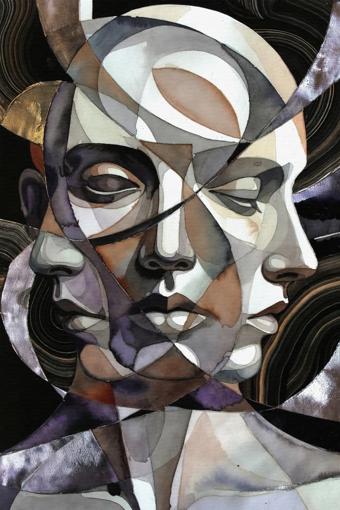 Fragmented Human Faces by Miguel Bruzual — canvas wall art