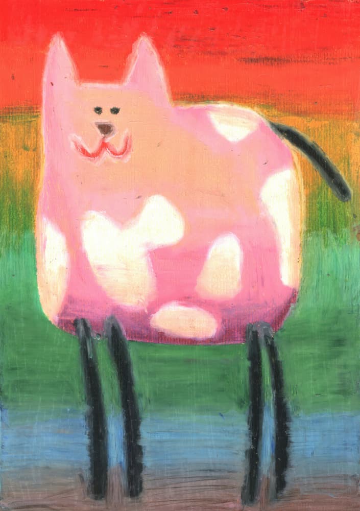 Whimsical Pink Cat by Kulik — canvas wall art