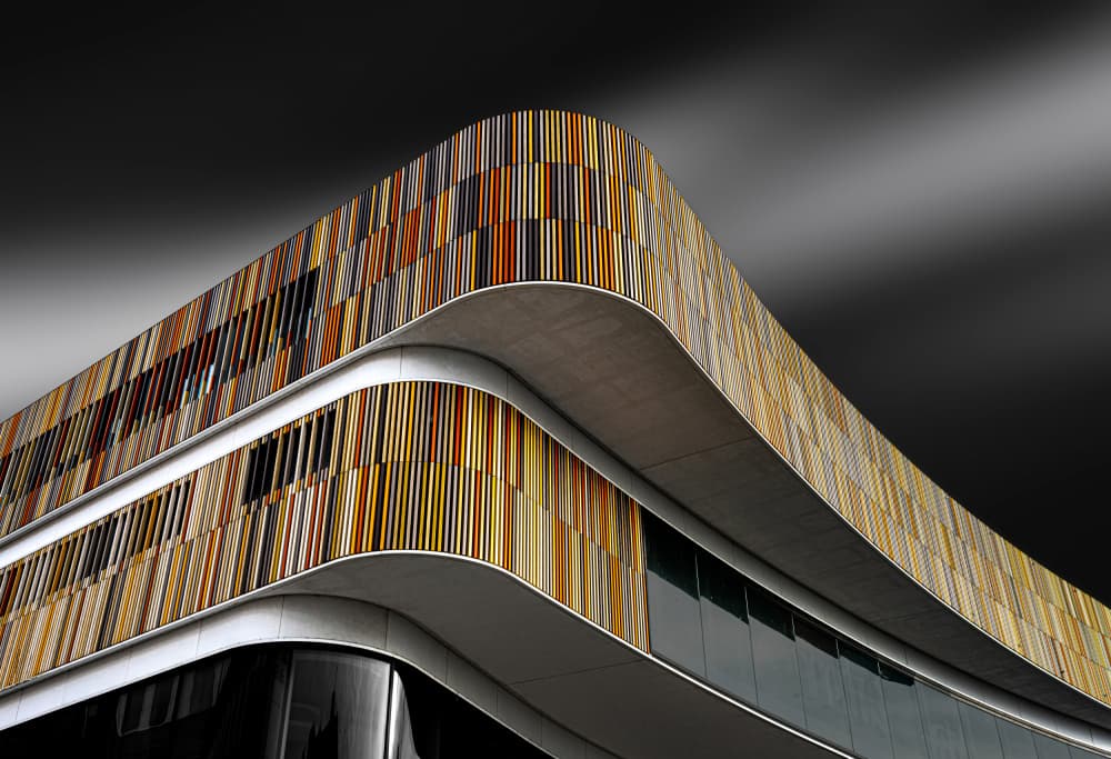 Colorful Curved Facade by Roland M Schwerdtfeger — canvas wall art