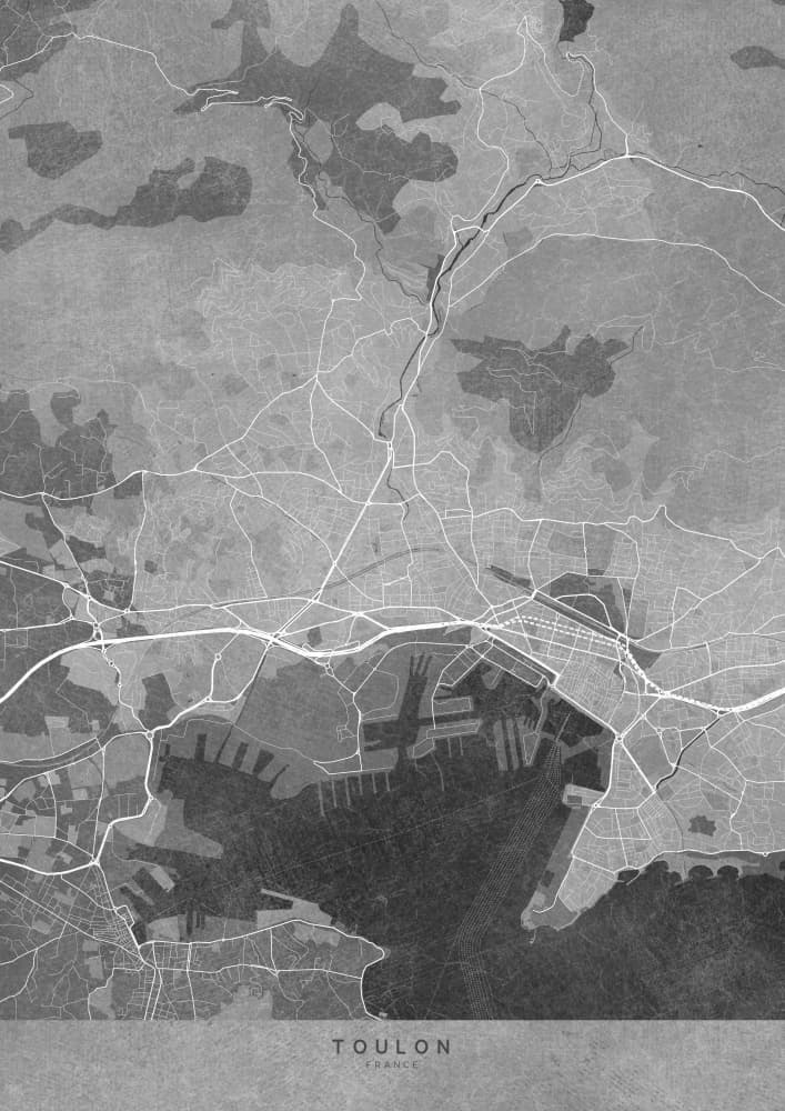 Toulon City Map by Rosana Laiz Blursbyai — canvas wall art