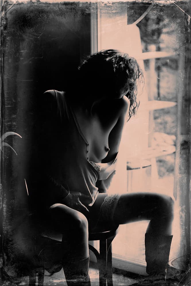 Pensive Window Silhouette by Bogdan Bouşcă — canvas wall art