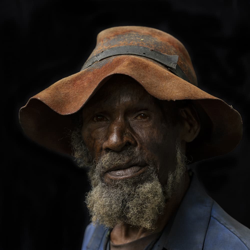 Weathered Man Gaze by Louise Wolbers — canvas wall art
