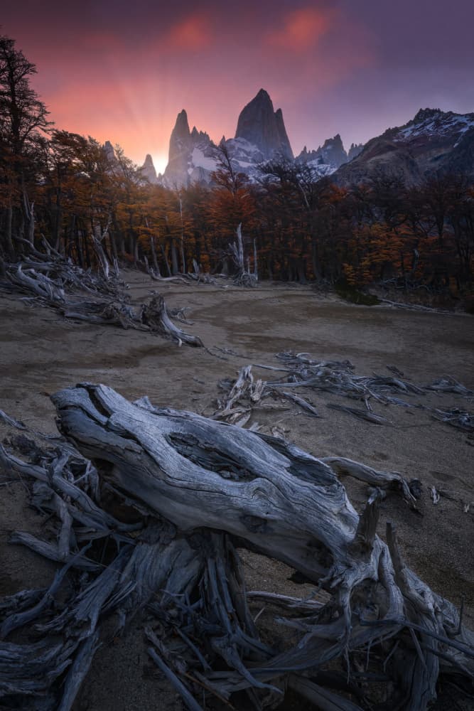 Patagonian Mountain Sunrise by Yongnan Li (李永男) — canvas wall art