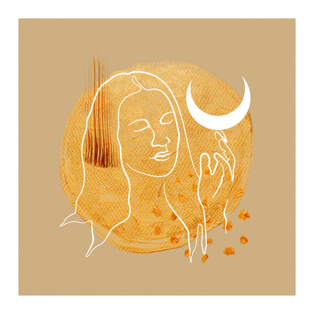 Golden Moon Woman by Anna Rose — canvas wall art