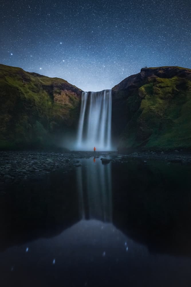 Starry Night Waterfall by Yuan Cui — canvas wall art