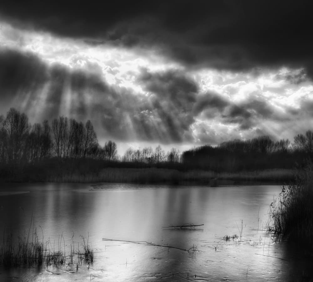 Winter Lake Sun Rays by Yvette Depaepe — canvas wall art