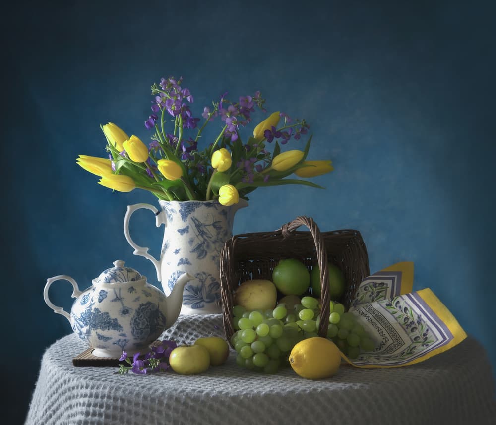 Spring Tulips And Fresh Fruit by Catherine Wang — canvas wall art
