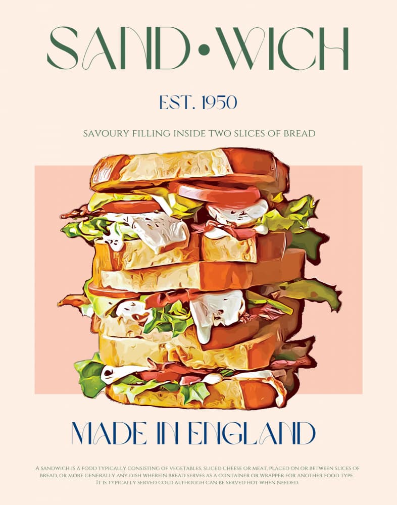 Classic English Sandwich by Nazma Khokhar — canvas wall art