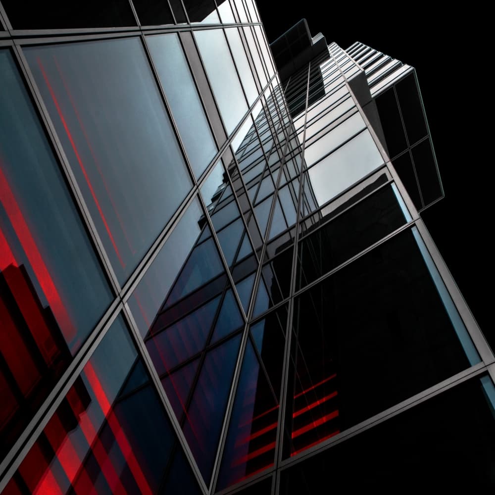 Skyscraper Red Reflections by Gilbert Claes — canvas wall art