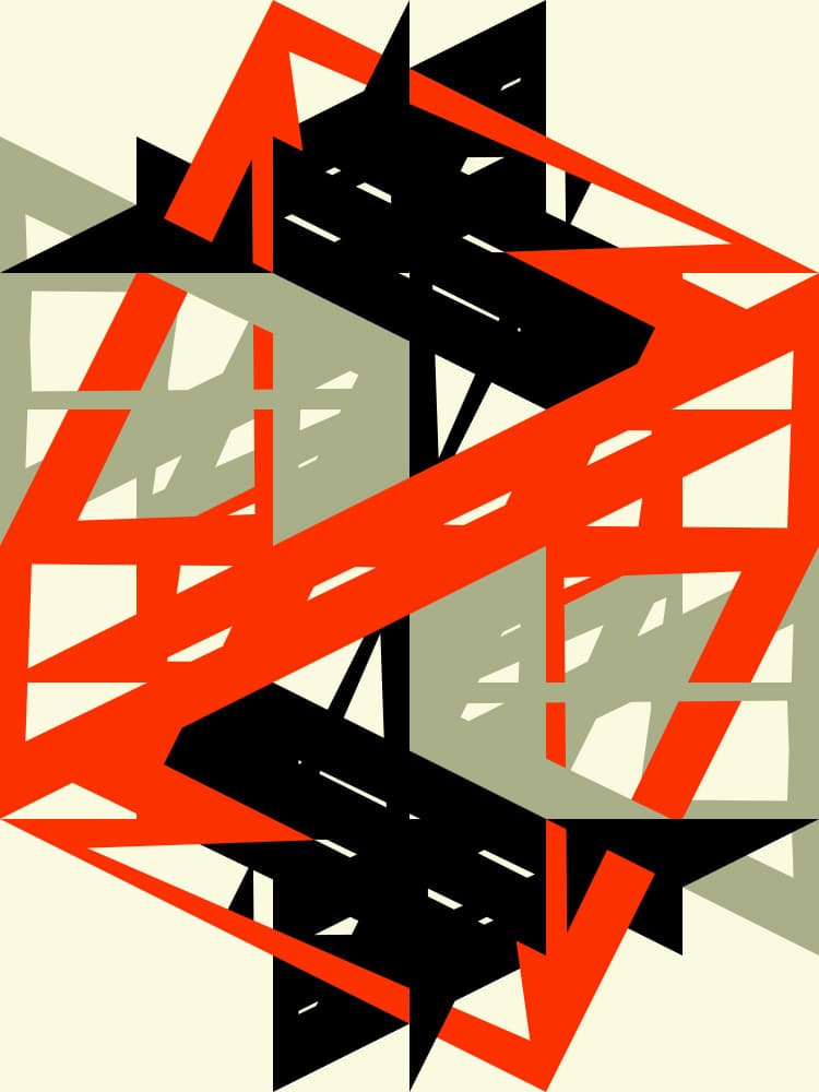 Red Black Geometric Lines by Petr Strnad — canvas wall art