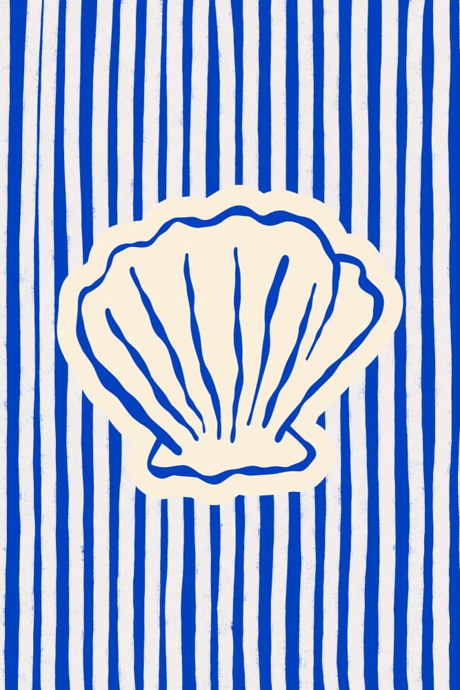 Blue Striped Seashell by Treechild — canvas wall art