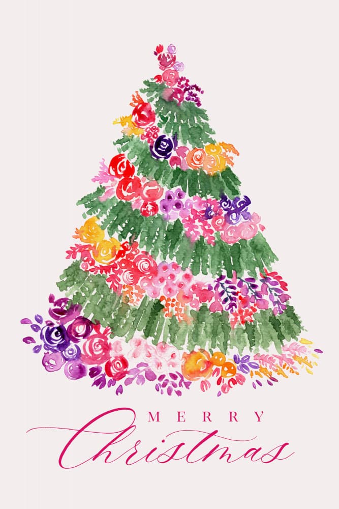 Floral Christmas Tree by Rosana Laiz Blursbyai — canvas wall art