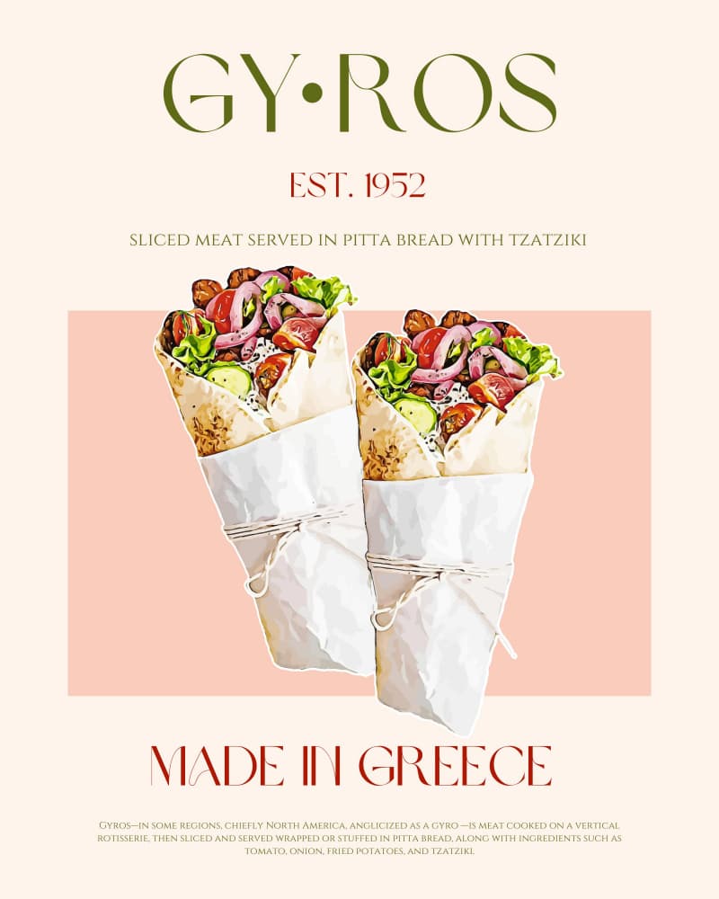 Classic Greek Gyros by Nazma Khokhar — canvas wall art