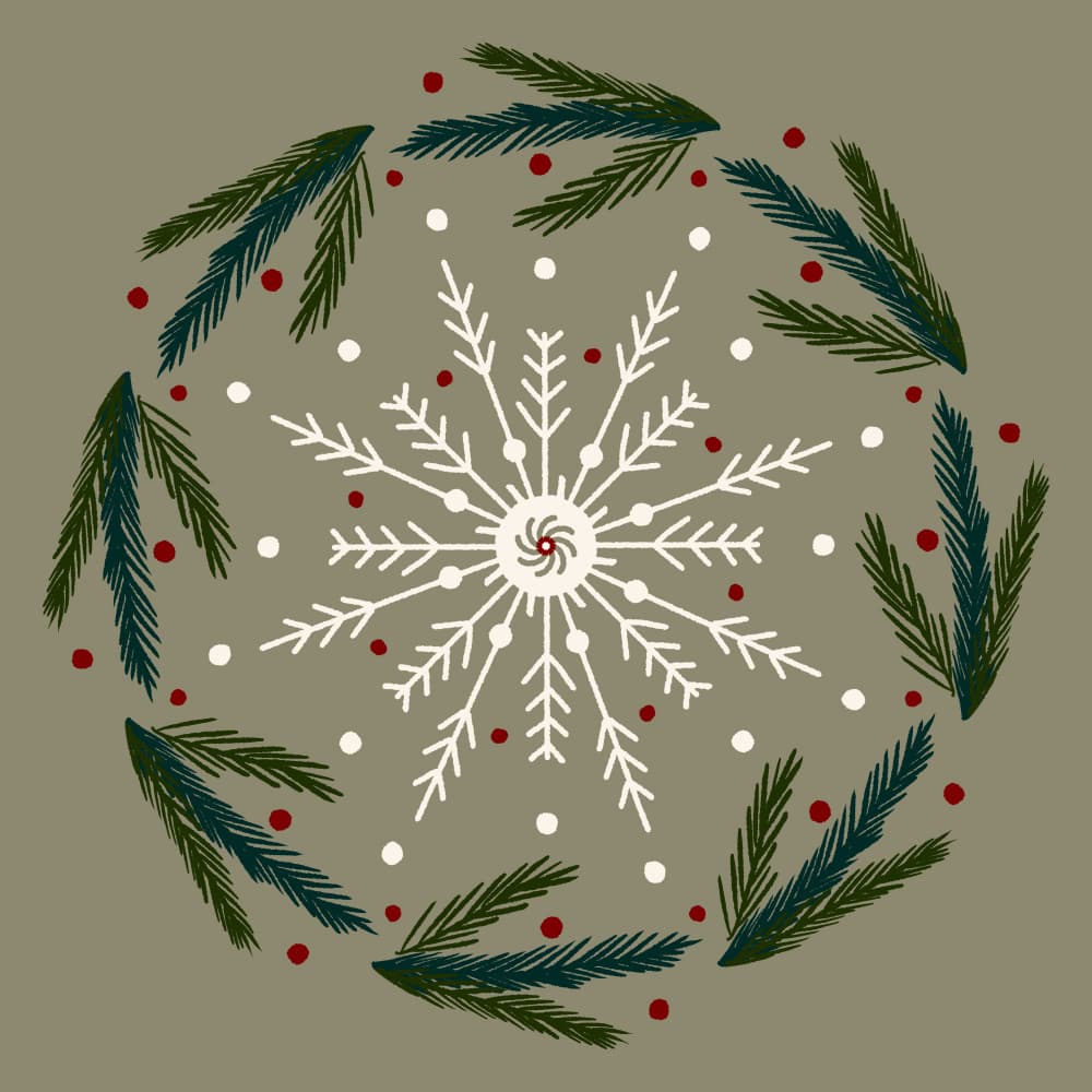 Christmas Snowflake Wreath by Angela Minca — canvas wall art