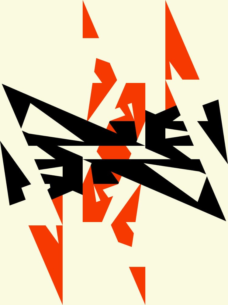 Dynamic Orange Black Shapes by Petr Strnad — canvas wall art