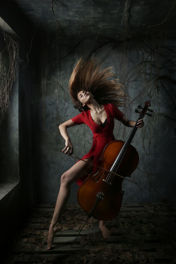 Dramatic Cello Dance by Sebastian Kisworo — canvas wall art