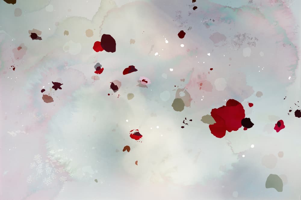 Dreamy Crimson Splashes by Miriam Stayte — canvas wall art