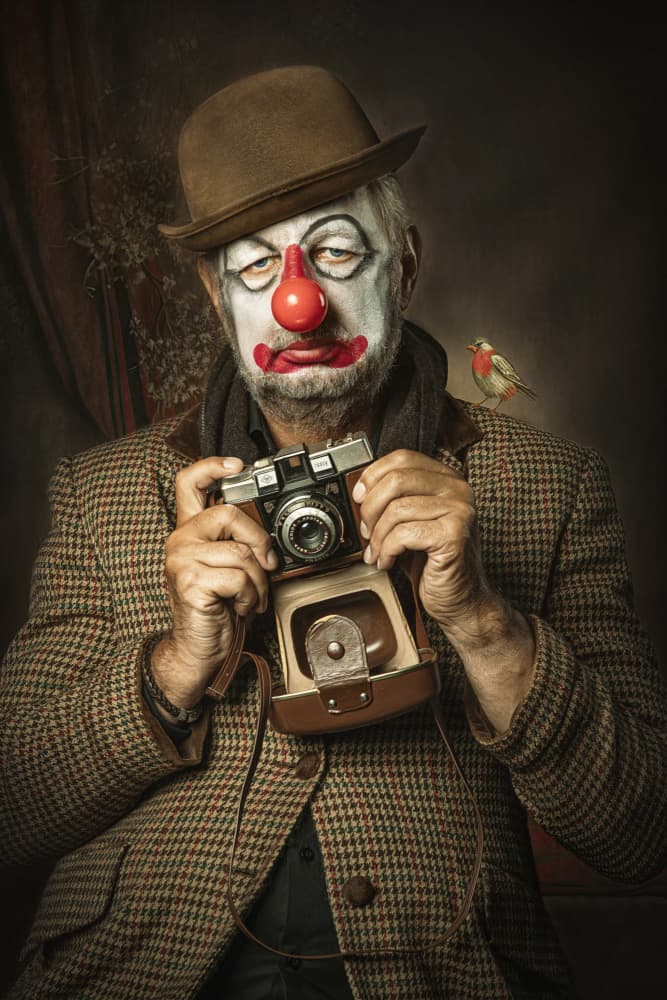 Melancholy Clown Photographer by Carola Kayen-Mouthaan — canvas wall art