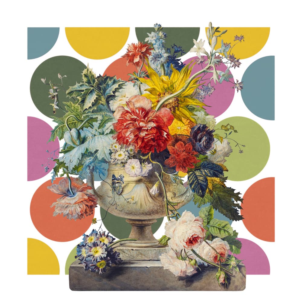Vibrant Floral Polka Dots by Marja van den Hurk — canvas wall art