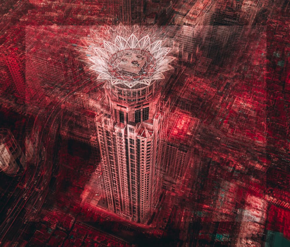 Red Blossom Skyscraper by Carmine Chiriacò — canvas wall art