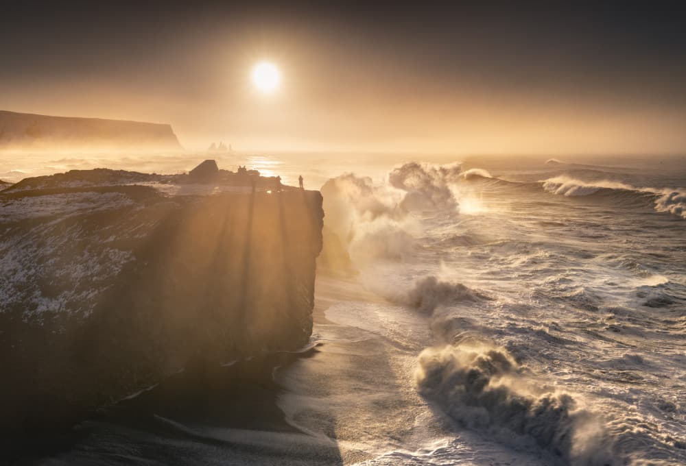 Dramatic Golden Coastal Waves by Karol Nienartowicz — canvas wall art